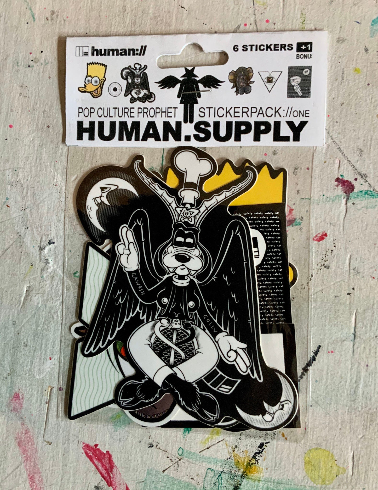 HUMAN.SUPPLY Pop Culture Prophet occult sticker pack one (6 stickers + freebie)