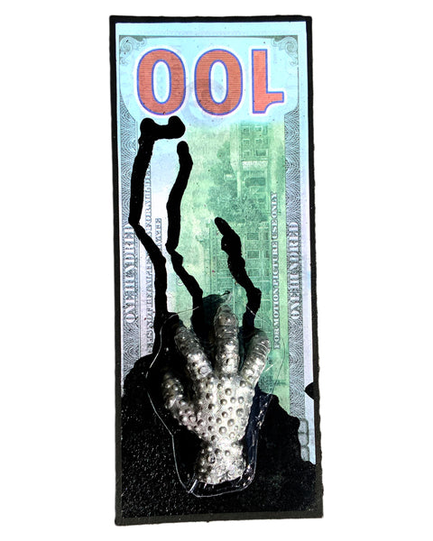 AEQEA Government Handout Dirty Money Motion Picture Dollar Bill Bootleg Resin Toy Art