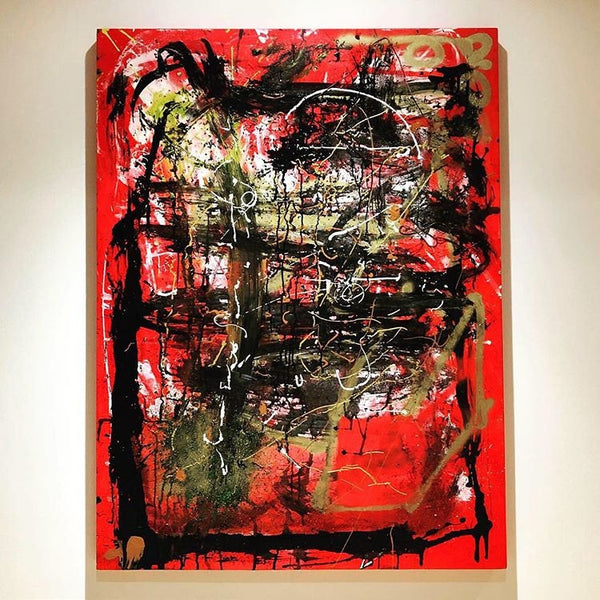 AEQEA "Buy, Die, Unsubscribe" original mixed media painting on canvas 48" x 36"