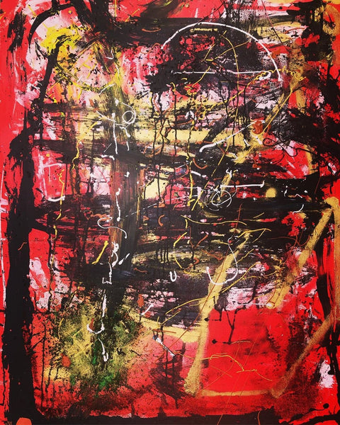 AEQEA "Buy, Die, Unsubscribe" original mixed media painting on canvas 48" x 36"