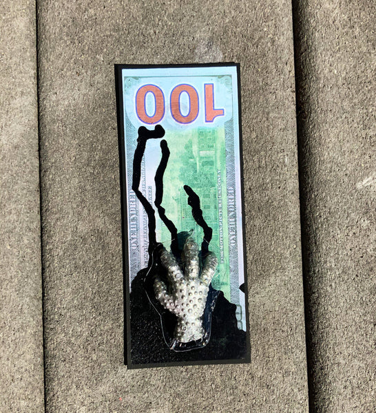 AEQEA Government Handout Dirty Money Motion Picture Dollar Bill Bootleg Resin Toy Art