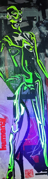 AEQEA "Neon Mom. Digital Mother Earth, CGI" painting on canvas