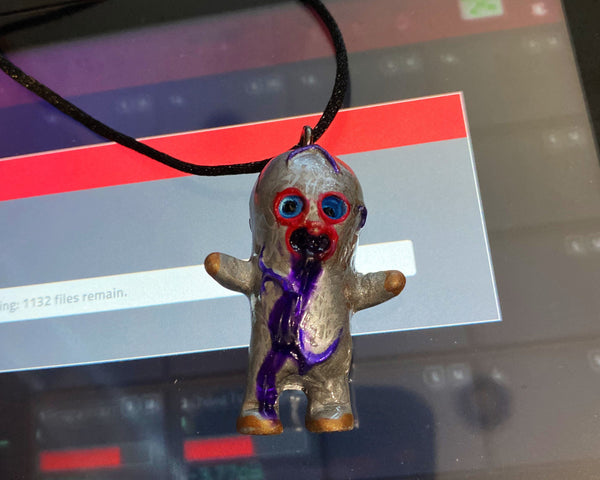 Dehara Menta Kun x Lulubell Toy x AEQEA Purp Puke Custom Resin Pendant Art Toy Necklace Figure