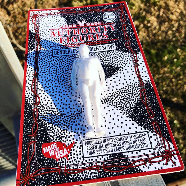Genderless Obedient Slave toy Authority Figures Fake Made outsider art in USA essential business using child labor by AEQEA