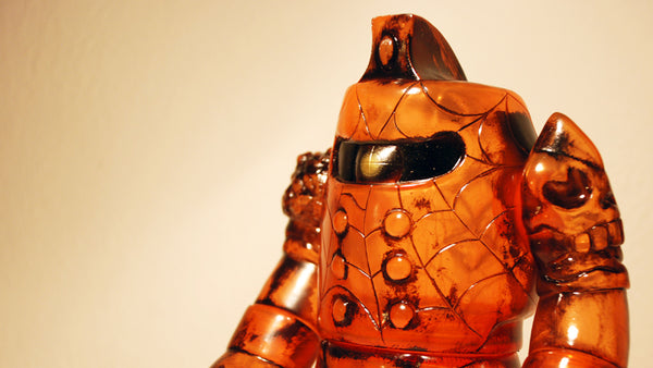 RealxHead Bigaroid Mecha Kaiju Sofubi Super7 Transparent Orange Black Painted Soft Vinyl Figure