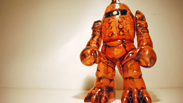 RealxHead Bigaroid Mecha Kaiju Sofubi Super7 Transparent Orange Black Painted Soft Vinyl Figure