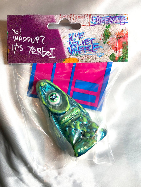 Yo Waddup It's YERBOI Blue Velvet Waffle Resin Art Toy Custom One-Off Figure by AEQEA