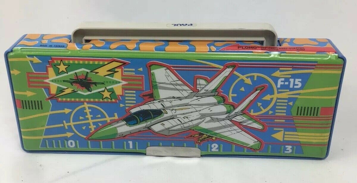 80's Flomo Boombox Fighter Jet F-15 Retro Pencil Case Multi