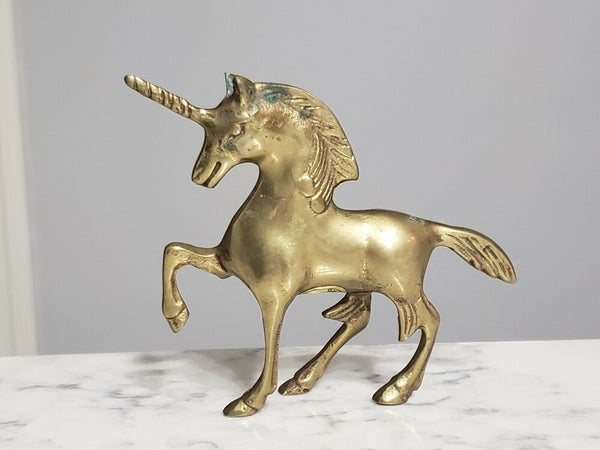 Vintage 1970s Brass Unicorn Leonard Silver Mfg 5" Figurine Made Korea