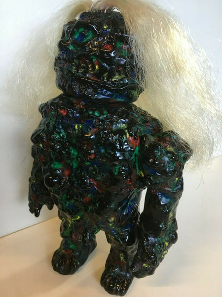 Monstro Primitivo Sofubi Custom Multi-Paint Rub on Black Spray Frank Mysterio Mexafubi Designer Art Toy