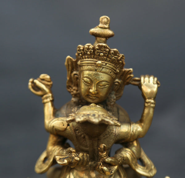 Mandkesvara Yab-Yum Tibetan Buddha Hevajra Tantric Bronze Gild Statue Erotic Buddhist Vajrayana Figure 4.3"