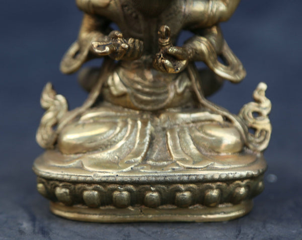 Mandkesvara Yab-Yum Tibetan Buddha Hevajra Tantric Bronze Gild Statue Erotic Buddhist Vajrayana Figure 4.3"