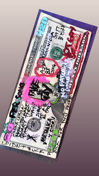 AEQEA Pizza Party Pass Invite Original Art on Money Customized $20 Bill