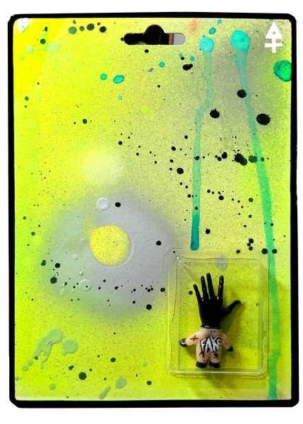 FAKE MADE Left Hand Path Custom Sofubi+Resin AEQEA Art Toy Kewpie Mashup & Hand-Painted Cardback