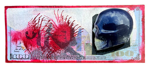 AEQEA RIP Dead President Dollar Denomination Blood Money Fake Made $100 Dollar Bill Bootleg Toy Art