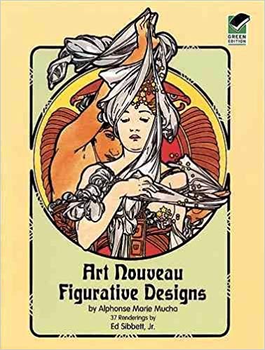Art Nouveau Figurative Designs Dover Pictorial Archive of Alphonse Marie Mucha, Vintage Adult Coloring Book Paperback