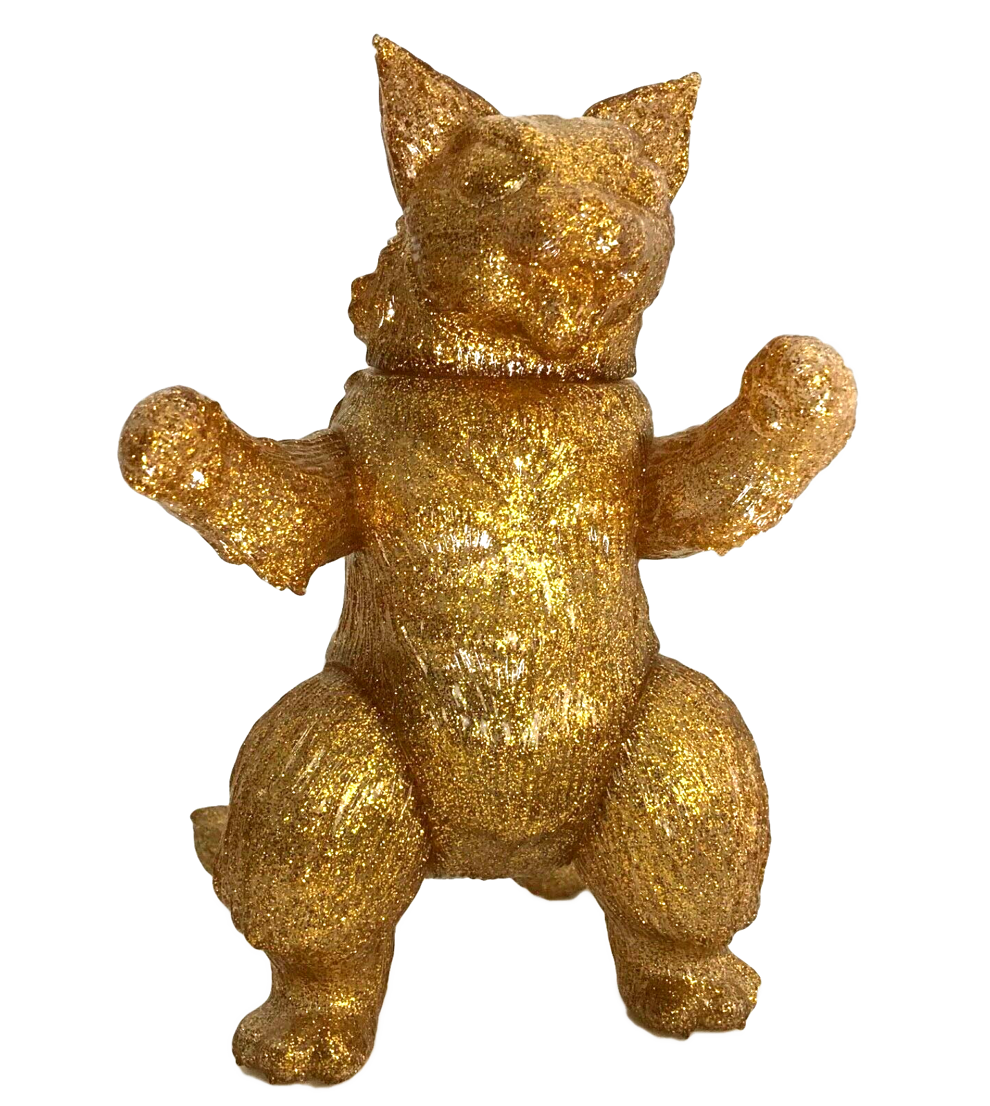 MaxToy King Negora Kaiju Cat Sofubi Gold Glitter Rare Blank Limited Ed Designer Toy