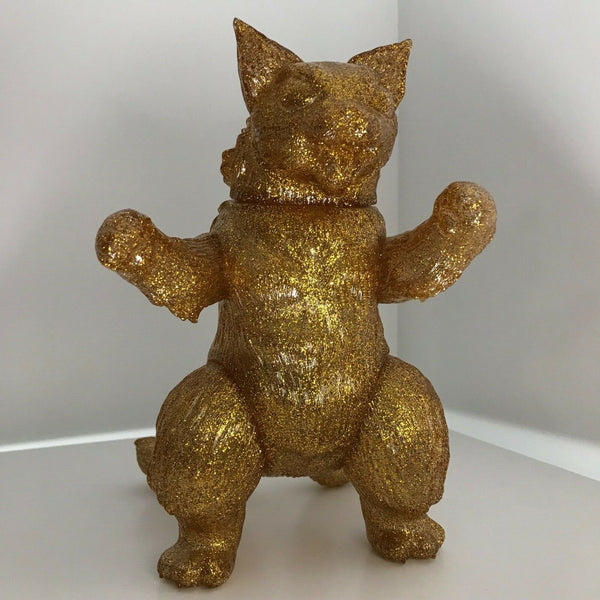 MaxToy King Negora Kaiju Cat Sofubi Gold Glitter Rare Blank Limited Ed Designer Toy