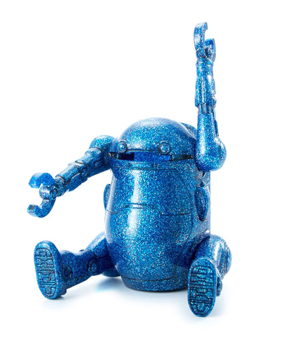 Mechatro WeGo Sofubi Robot Bank Sofvi Soft Vinyl Blue Glitter Lame Designer Toy Figure