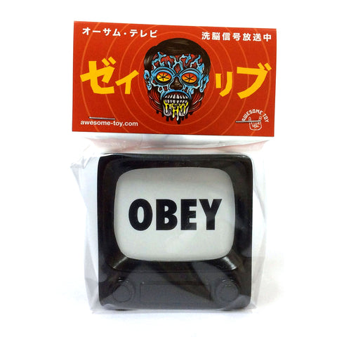 OBEY TV Sofubi Unpainted Black Brainwash TV by Awesome Toy