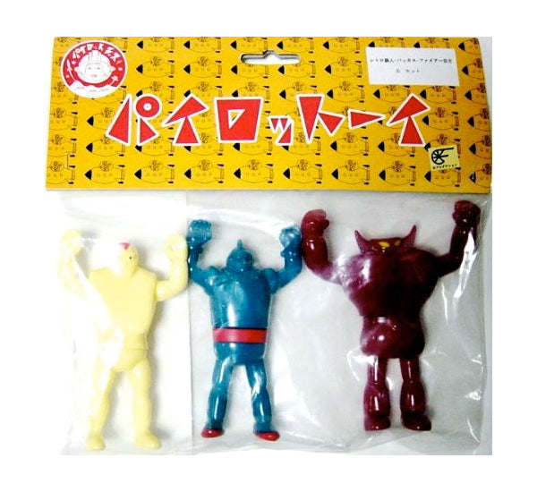 Pilot Ace Tetsujin 28 Retro Gigantor, Iron Man, Bacchus / Fire III Monster B Set Retro Mini Sofubi Soft Vinyl Action Figure
