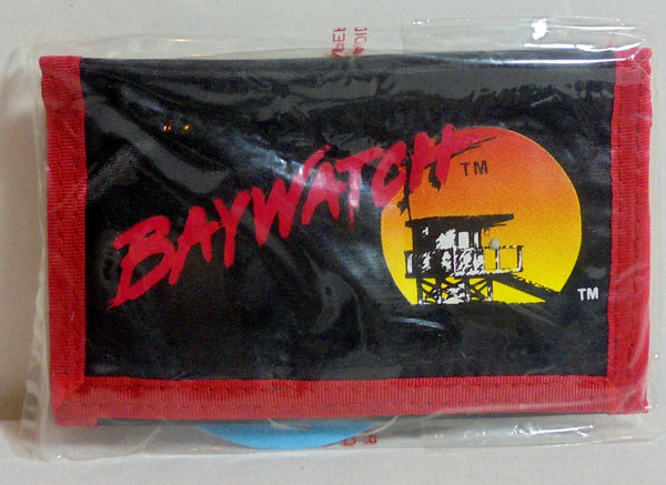 Retro Baywatch Wallet Vintage Black Billfold 5" Authentic 1996 New Old Stock w/ Tags