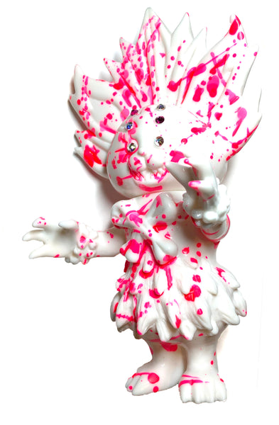 SIO Maharaja Sofubi One-Off Custom Kaiju White Soft Vinyl Figure w/ Pink Marble Splatter Paint