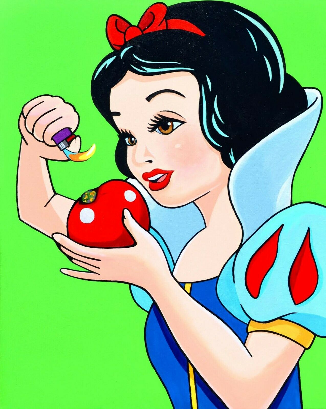 Pot Pipe Snow White Smoking Marijuana from Apple #1 - original painting nu PAPA Art Gallery