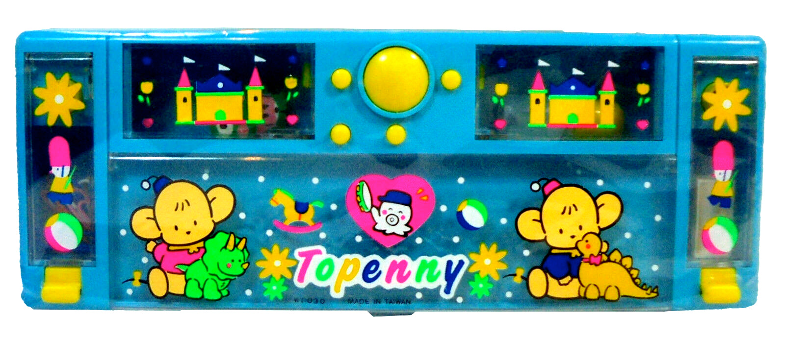 Topenny Vintage 80's Anime Pencil Case Blue Mechanical Box Stationary