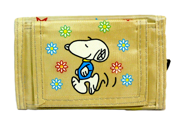 Retro Snoopy Wallet Vintage Peanuts Japan Sanrio Keroppi 5'' Yellow Billfold w/ Zipper