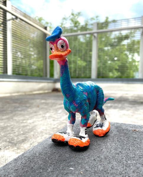 Donald is having a great day today (Easy Monday by AEQEA) Donald Duck Dinosaur art toy mashup bootleg knockoff custom outsider artist figure