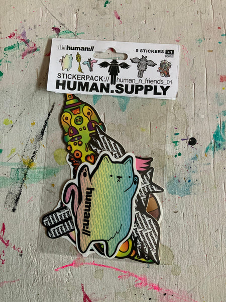 HUMAN.SUPPLY & friends sticker pack one (5 stickers + freebie)