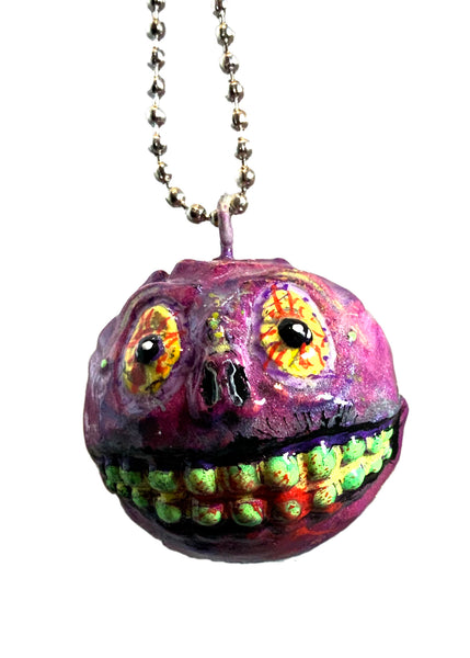 Mad Balls x AEQEA Skull Face Melt Custom Kid Robot Designer Vinyl Toy Pendant Necklace