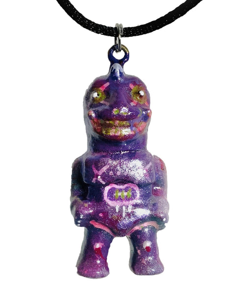 Gargamel Mashup Tetran-Man Kaiju Micro Sofubi Pendant Nazo-Gacha PURP DRANK Custom Necklace by AEQEA