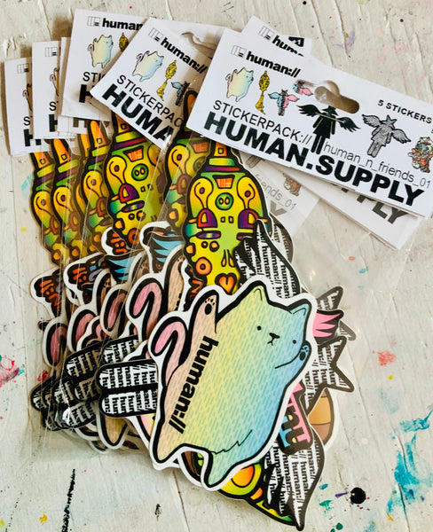 HUMAN.SUPPLY & friends sticker pack one (5 stickers + freebie)