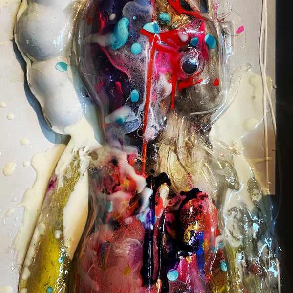 AEQEA x KAWS "Cause and FX, because an affection, claws an infection." Companion clamshell mixed media clear with guts original art