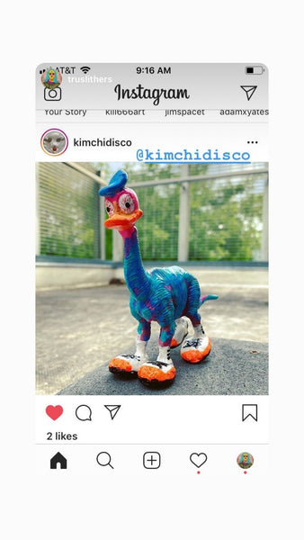 Donald is having a great day today (Easy Monday by AEQEA) Donald Duck Dinosaur art toy mashup bootleg knockoff custom outsider artist figure