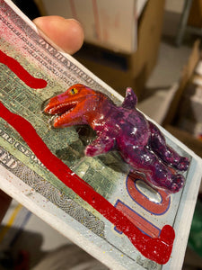 AEQEA "Raptors of Rapture and Insurance Bonds LLC" Fake Made Money Art Toy Figure on Custom Card