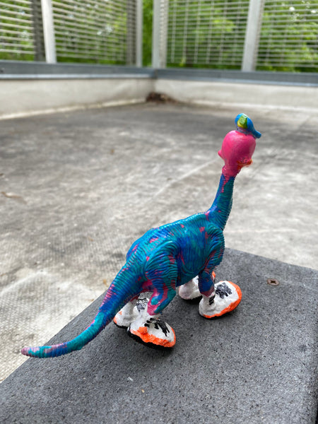 Donald is having a great day today (Easy Monday by AEQEA) Donald Duck Dinosaur art toy mashup bootleg knockoff custom outsider artist figure