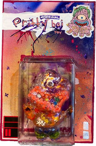 Phobia Toys Ugly Twins soft vinyl Pretti Boi customzed clear with guts unofficial designer toy edit by AEQEA