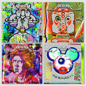 AEQEA "Friends & Foes" Hologram Sticker Pack of 4 2x2" Art Prints