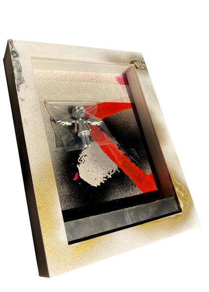 AEQEA human://Skullhead "Future FINISHED" custom mini figure framed in with glass and art deco card back