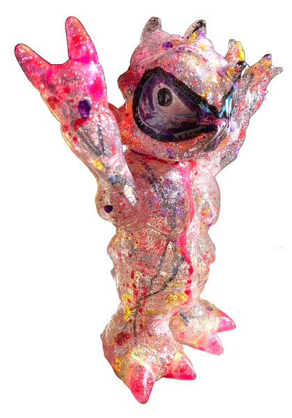 Tripasu Sofubi by Cronic x Max Toy Co + Customized AEQEA Jankface Rave Stain Clear w/ Guts & Glitter Lame Art Toy