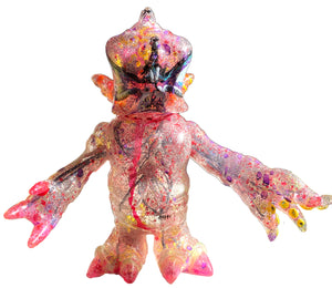 Tripasu Sofubi by Cronic x Max Toy Co + Customized AEQEA Jankface Rave Stain Clear w/ Guts & Glitter Lame Art Toy