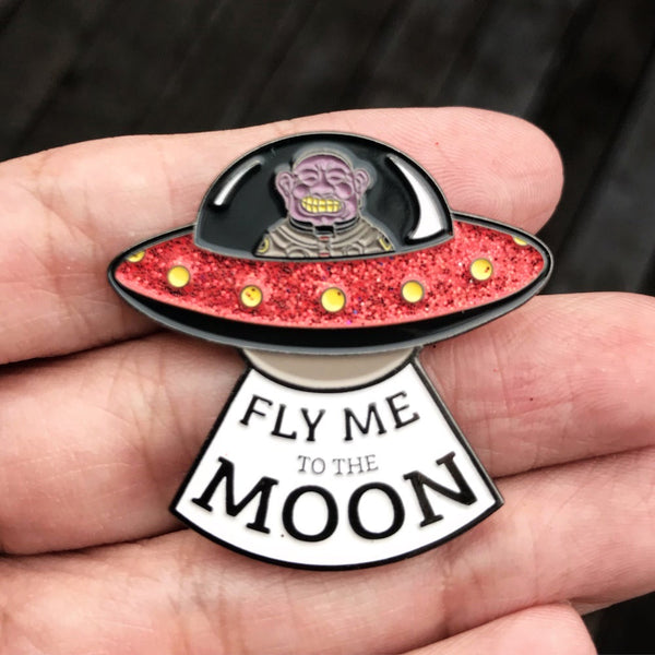 Flab Slab x Daniel Yu Space Deity Fly Me To The Moon Enamel Pin