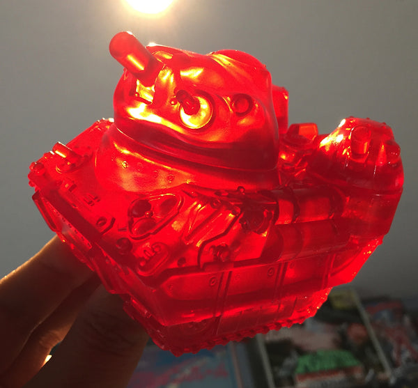 Max Toy Co. Kaiju Tank Sofubi Clear Red Unpainted Sofvi Soft Vinyl Designer Toy