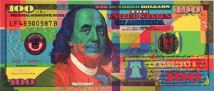 Mister E Authentic Benny Bill $100 Fake Money Street Art Print