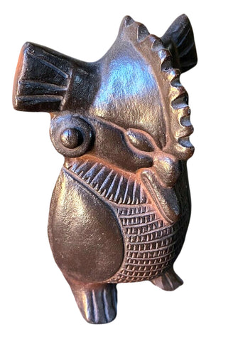 Antique Molach Owl Death Whistle Vintage Aztec Ceramic Bird Figure Statue Clay Sculpture