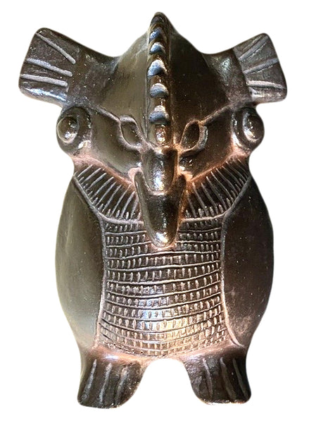 Antique Molach Owl Death Whistle Vintage Aztec Ceramic Bird Figure Statue Clay Sculpture